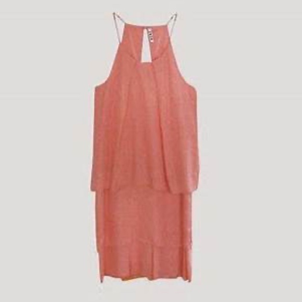 ACNE STUDIO SATYA TAPE TIERED DRESS, SALMON, SIZE 38